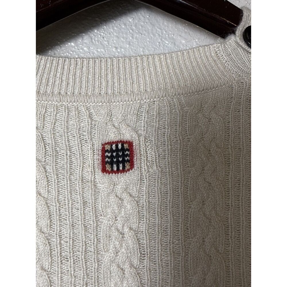 Burberry London 100% Cashmere Cable Knit Peplum Sweater Ivory Size M - Picture 6 of 11